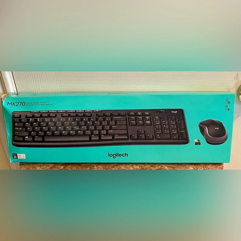Logitech MK270 Wireless Keyboard and Mouse Combo - Black on Teal Box